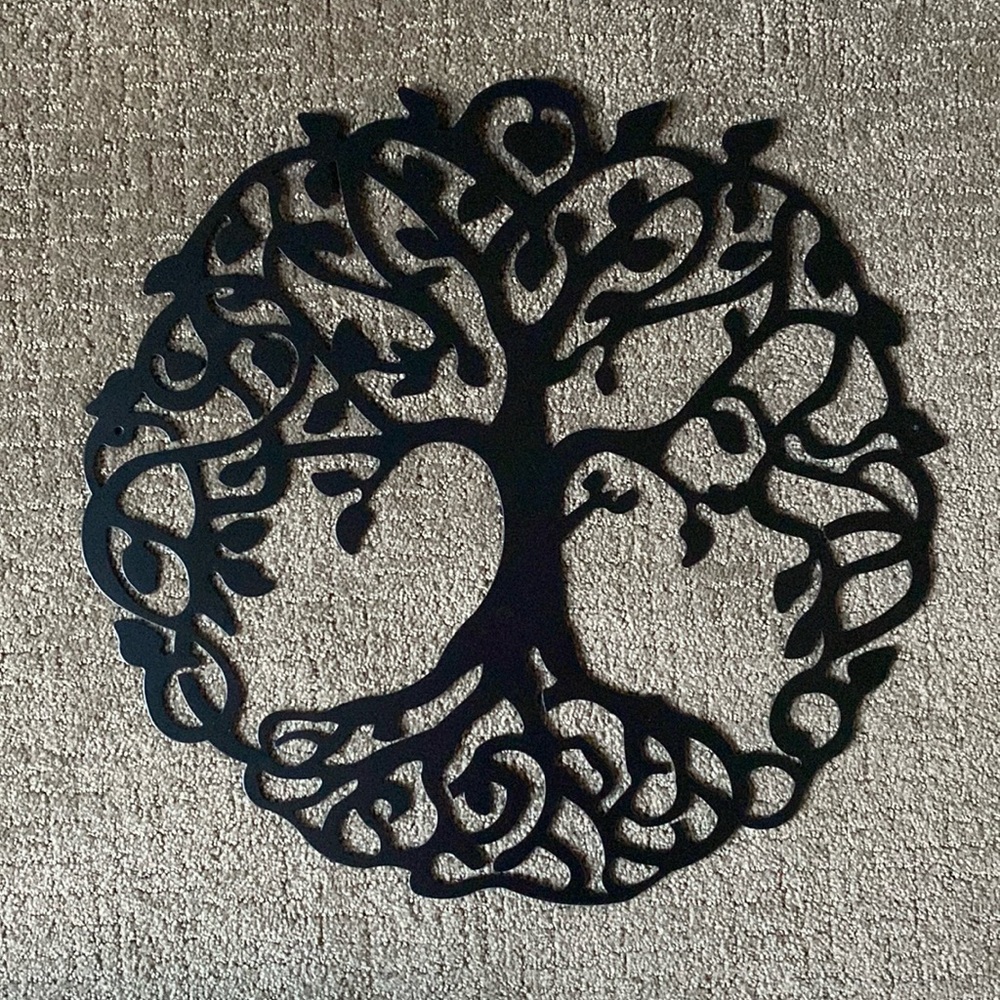 Black steel tree wall hanging. For inside or outside (protected).